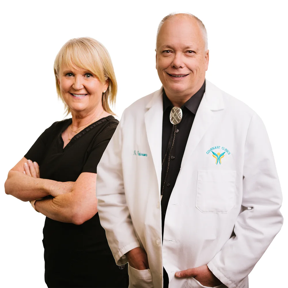 Dr. Patterson, medical director at Covenant Clinics, with a colleague